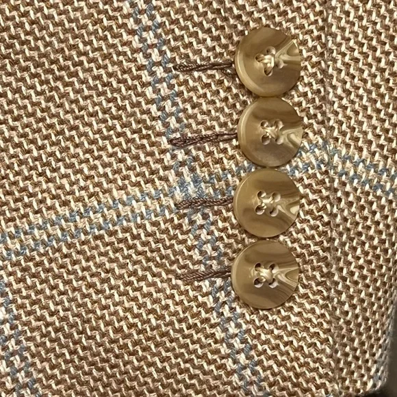 Custom Bespoke 100% Cashmere Windowpane Sport Coat Blazer Jacket Tan Men 42S - Picture 14 of 15